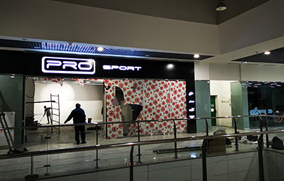Изготовление и монтаж световых коробов для PRO Sport